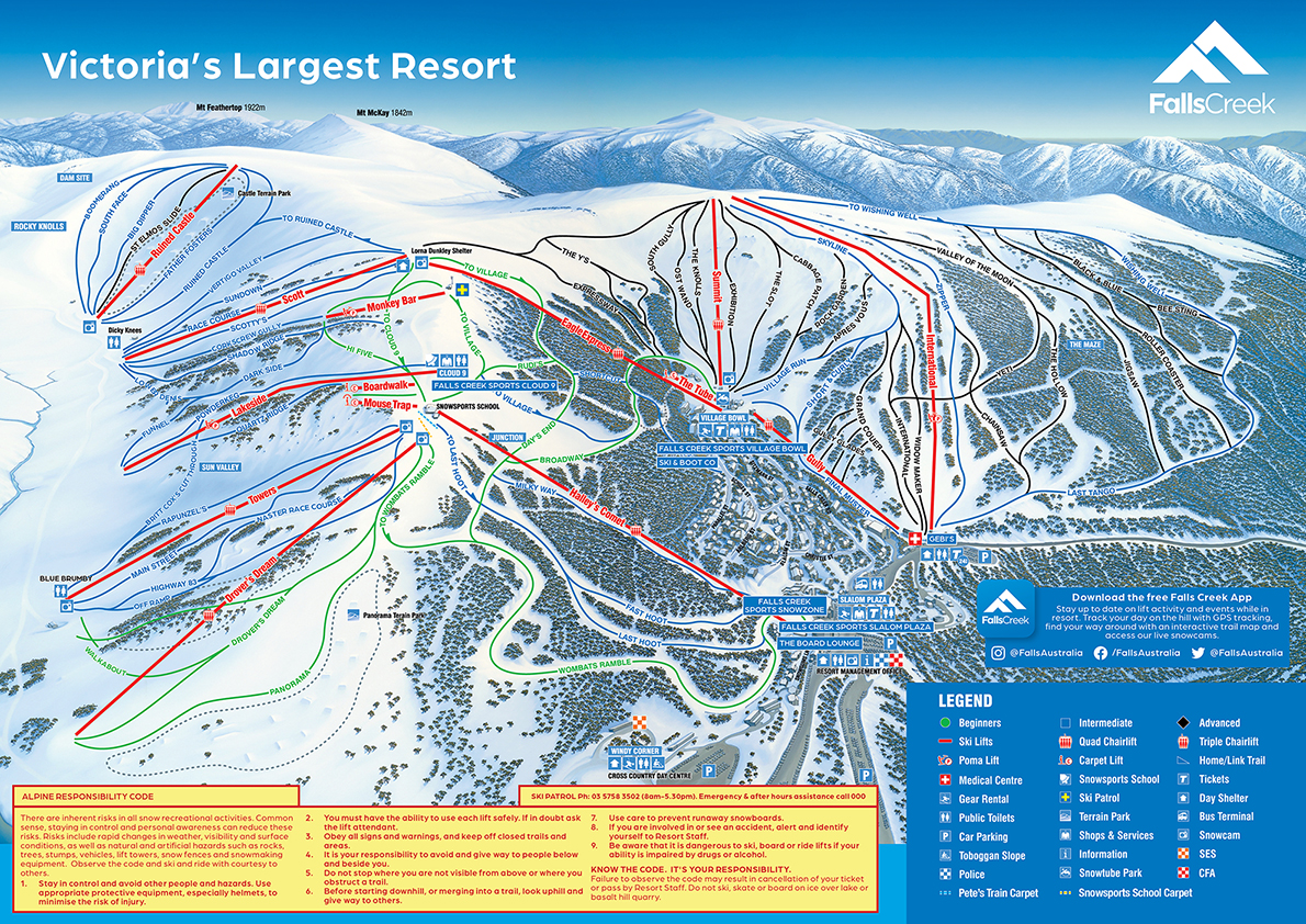 Ski & Snowboard Trail Map - Falls Creek Alpine Resort